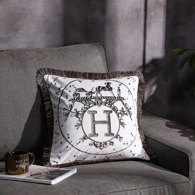 Tassel White Linen Tufted Đệm Bìa dệt Sofa Gối