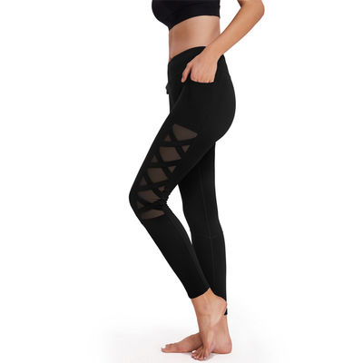 Quần yoga liền mạch Polyester Quần thể dục thể thao Quần cạp cao tác động cao thoáng khí