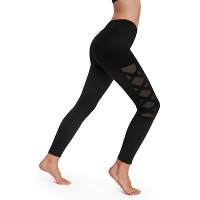 Quần yoga liền mạch Polyester Quần thể dục thể thao Quần cạp cao tác động cao thoáng khí