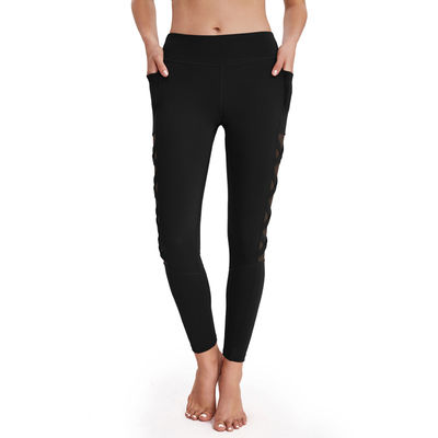 Quần yoga liền mạch Polyester Quần thể dục thể thao Quần cạp cao tác động cao thoáng khí
