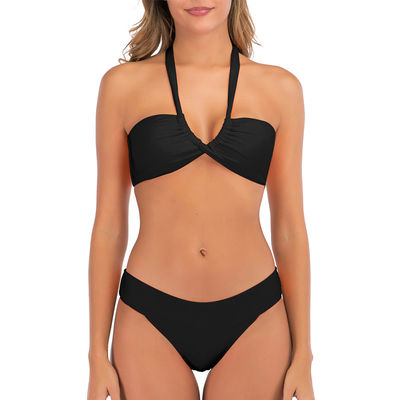 Nữ Push Up Bandeau Bikini Ngắn tay áo tắm Đồ bơi nữ Buộc bên hông Bộ đồ tắm