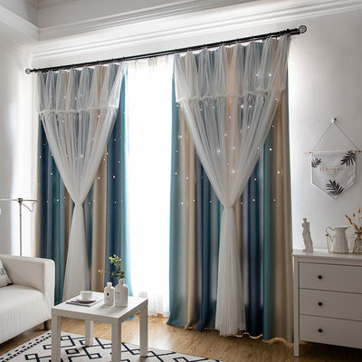 Gradient Sheer Net Rèm cầu vồng Cuộn vải mật độ 2,8m In ấn
