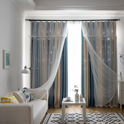 Gradient Sheer Net Rèm cầu vồng Cuộn vải mật độ 2,8m In ấn