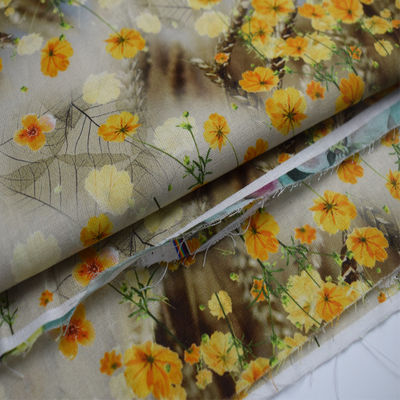 Thoáng khí 55% Ramie 45% cotton vàng hồng vải pha trộn