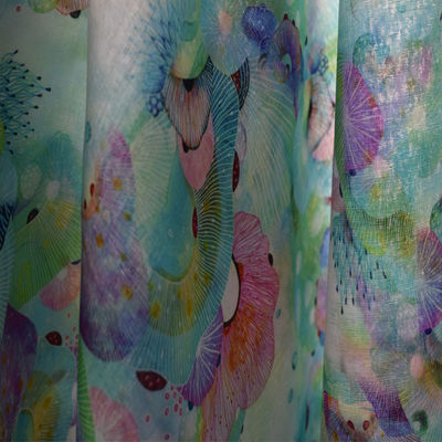 Vải bông Polyester sang trọng màu xanh nhạt Váy dệt hoa Ống quần Ramie