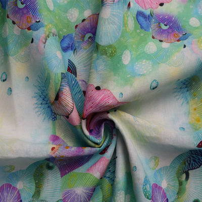 Vải bông Polyester sang trọng màu xanh nhạt Váy dệt hoa Ống quần Ramie
