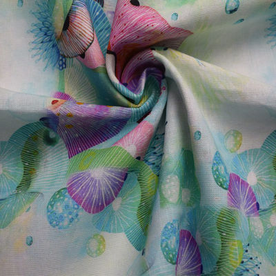 Vải bông Polyester sang trọng màu xanh nhạt Váy dệt hoa Ống quần Ramie