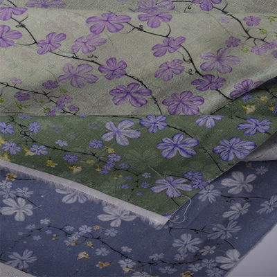 Vải cotton in màu đỏ tía cho mùa hè kỹ thuật số cho váy dạ hội vải lanh in