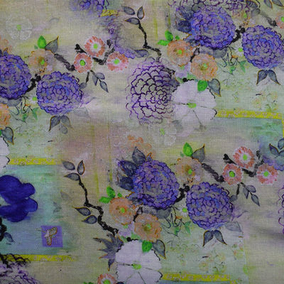 Vải cotton kỹ thuật số Polyester Trang chủ Dệt 100% Ramie Rayon In hoa