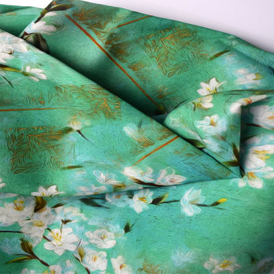 Vải in thăng hoa Ramie Hemp Polyester Lycra cho hàng may mặc