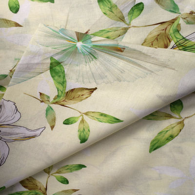 Vải in thăng hoa Ramie Hemp Polyester Lycra cho hàng may mặc