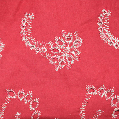 Váy mềm màu trắng Thêu vải cotton màu dệt