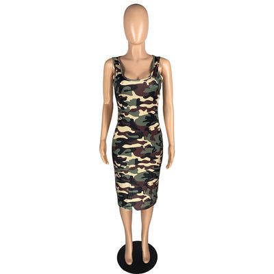 Đóng Phù hợp với phụ nữ mảnh mai Váy maxi Tank Top Váy cổ tròn gợi cảm