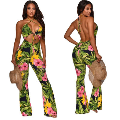 In One Piece Deep V Bộ liền quần áo liền quần áo liền quần không lưng Flare