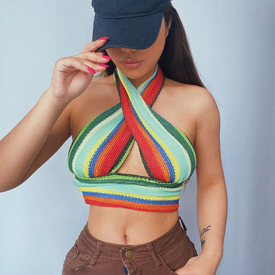 Weave Sexy Girl Cross Top Chặt chẽ Chiều dài ngắn Dây bất thường