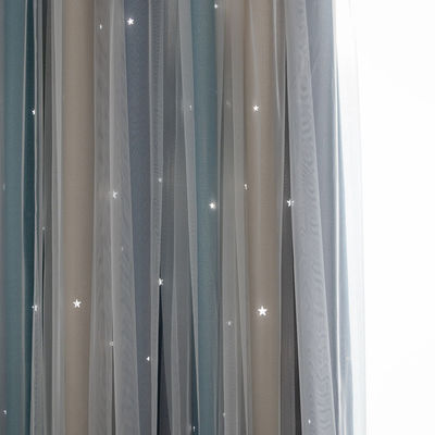 Vải rèm Polyester mềm mại Màu Gradient Chống cháy