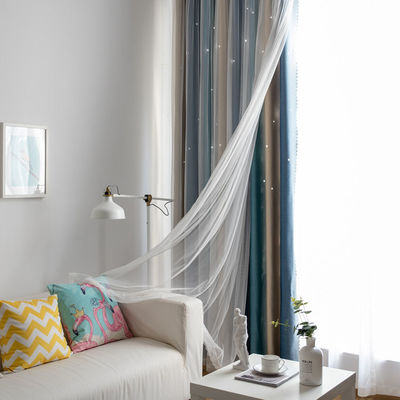 Vải rèm Polyester mềm mại Màu Gradient Chống cháy