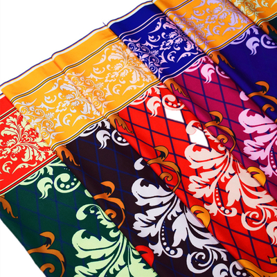 Vải in kỹ thuật số 100% Polyester màu xanh hoàng gia cho váy