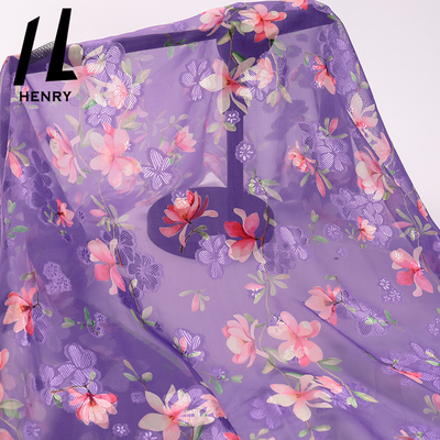 Vải tuyn mềm thoáng khí Quy trình in trang phục Polyester tinh khiết Vải voan