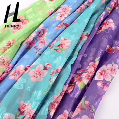 Vải tuyn mềm màu tím cho quần áo In vải lưới Polyester