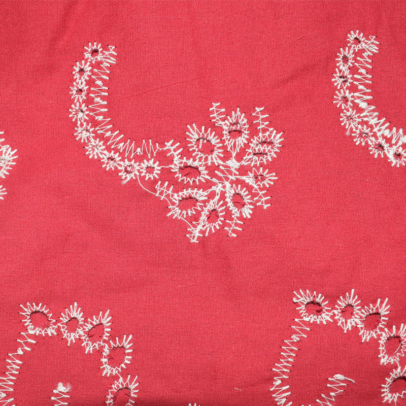 Váy mềm màu trắng Thêu vải cotton màu dệt