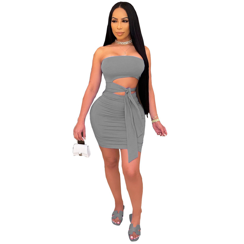 Quần áo thời trang Bộ váy quây ren màu tinh khiết thời trang Bộ 2 cái