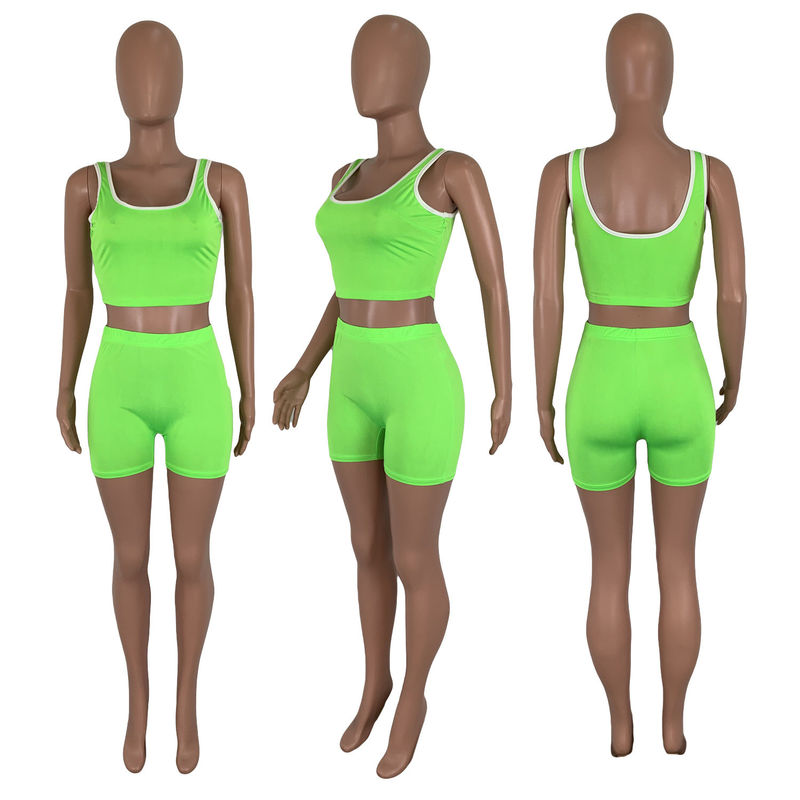 Pure Color Spring &amp; Summer Quần soóc áo vest không tay gợi cảm Bộ 13 màu